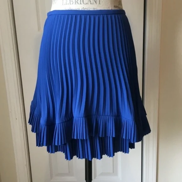 Banana Republic Tiered Pleated Skirt Cobalt Blue 6 - Picture 2 of 11